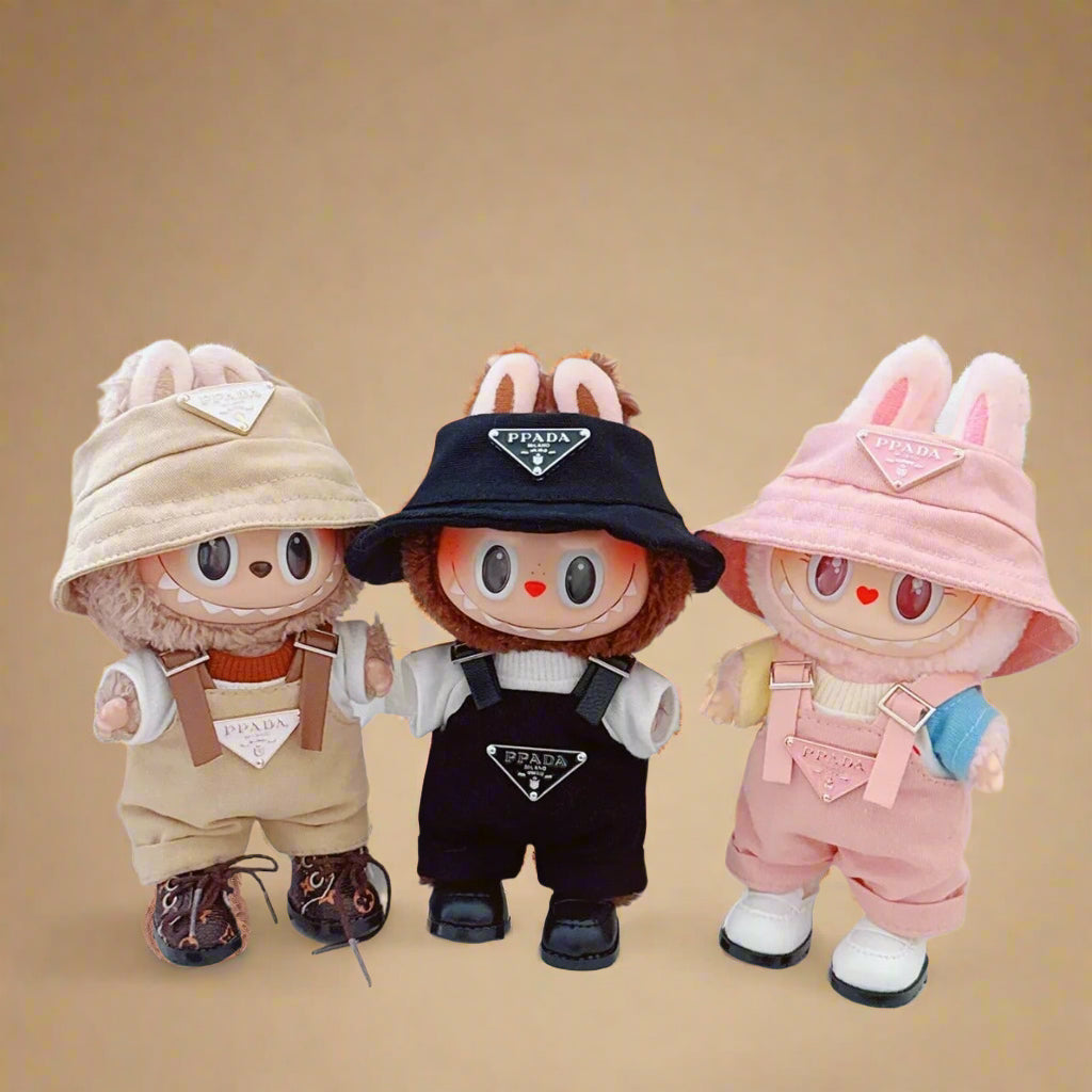 Stylish Outfit Set for Labubu Figure – Bucket Hat & Overalls ImLabubu