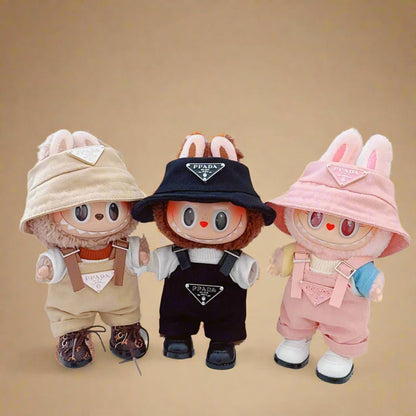 Stylish Outfit Set for Labubu Figure – Bucket Hat & Overalls ImLabubu