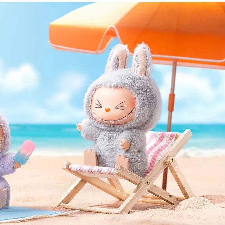 The Monsters “Have a Seat” – Hehe (Grey Bunny Plush Keychain) - ImLabubu